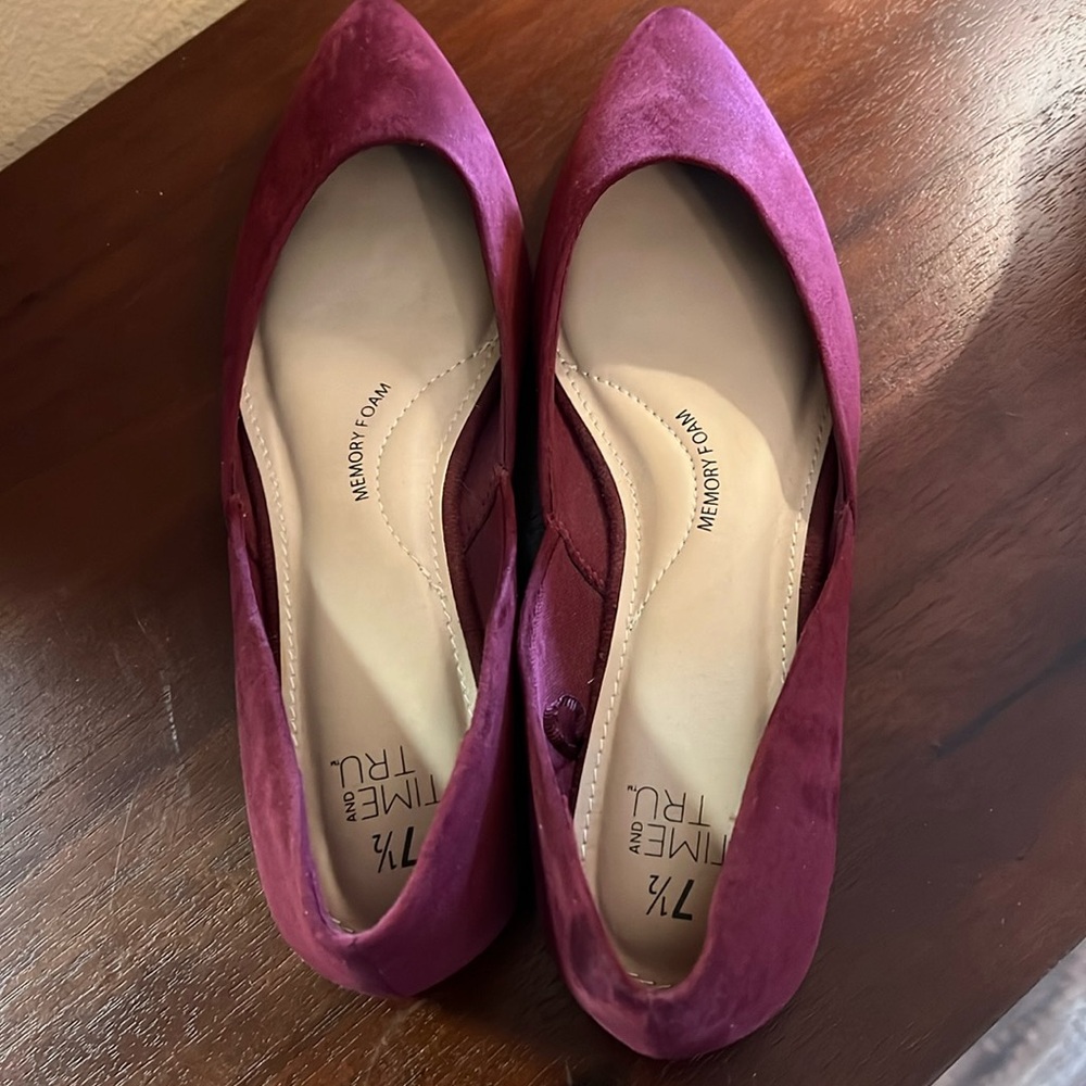 Burgundy flats. Worn once. Size 7.5